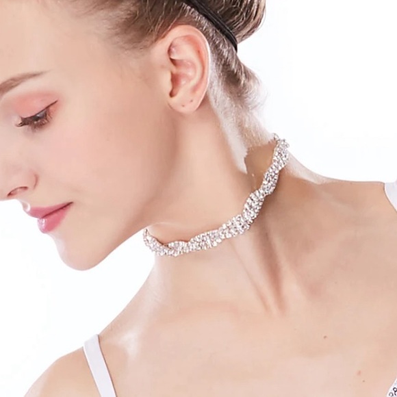 Double rows rhinestones choker  and headband - Picture 2 of 6